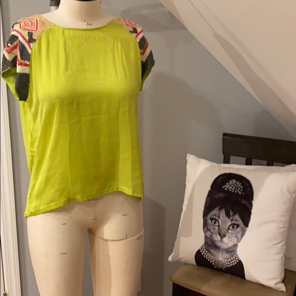 Guess neon sequin open back T-shirt